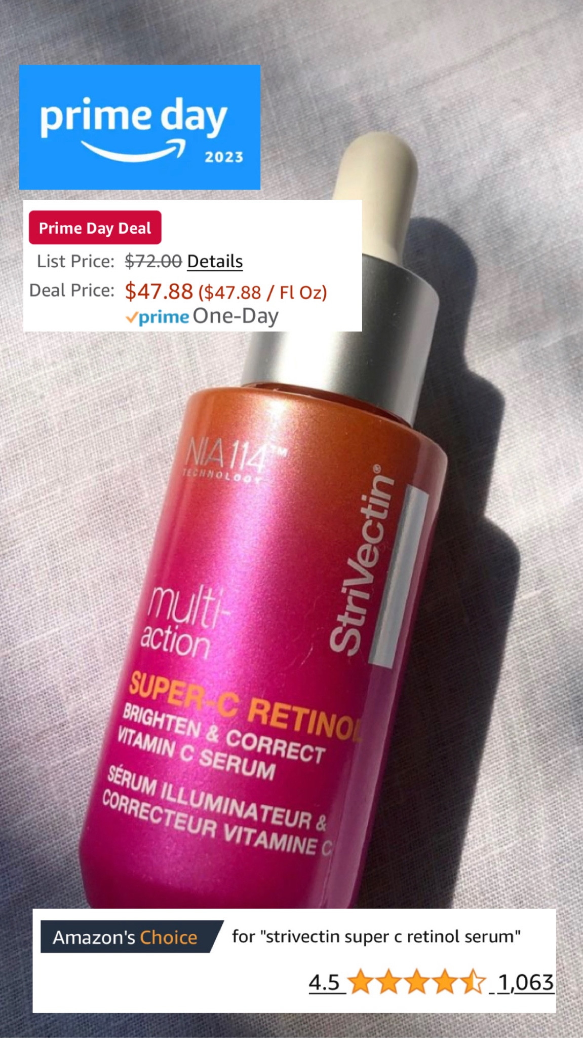 Favorite skincare product on sale #primeday 

#LTKstyletip #LTKsalealert #LTKunder50 #beautyfavorites #beautysale #skincare #primeday #amazonfind #amazonprime

#LTKbeauty #LTKFind #LTKxPrimeDay