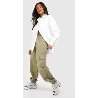 Womens High Waisted Cargo Pocket Joggers - Green - 8 | boohoo (US & Canada)