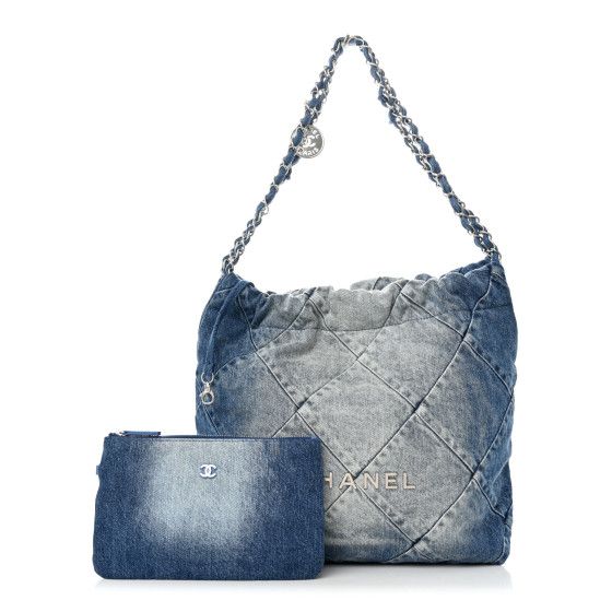 Denim Quilted Small Chanel 22 Blue | FASHIONPHILE (US)