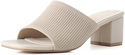 Shoe'N Tale Heeled Sandals For Women Square Open Toe Heeled Mules Chunky Block Low Heel Slip On S... | Amazon (US)