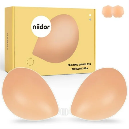 Niidor Sticky Bra Strapless Adhesive Bra Invisible Push up Silicone Bra for Women Sticky Boobs for Backless Dress with Nipple Covers | Walmart (US)