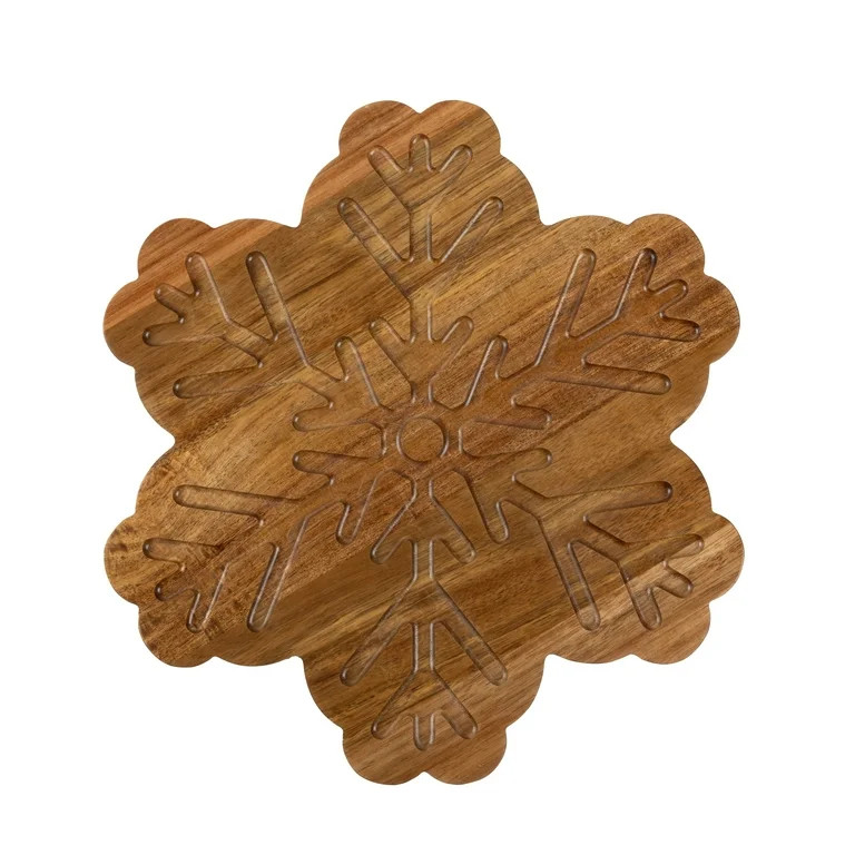 Holiday Time Acacia Wood Snowflake Board, Natural Wood Color, 12 W x 11.18 D x 0.59 H in | Walmart (US)