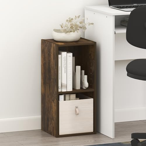 Furinno Fulda Book Shelf, 2-Tier Narrow Bookshelf, Bookcase with 10-in Width Storage Shelf, 9.3 x... | Amazon (US)