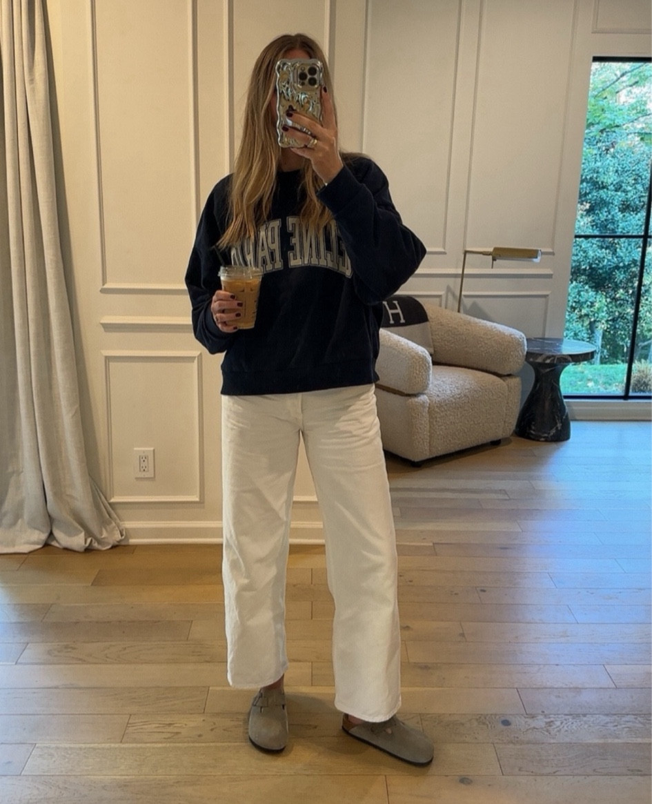 I tagged a similar sweatshirt that is on sale today! 

#LTKSaleAlert #LTKShoeCrush #LTKFindsUnder100