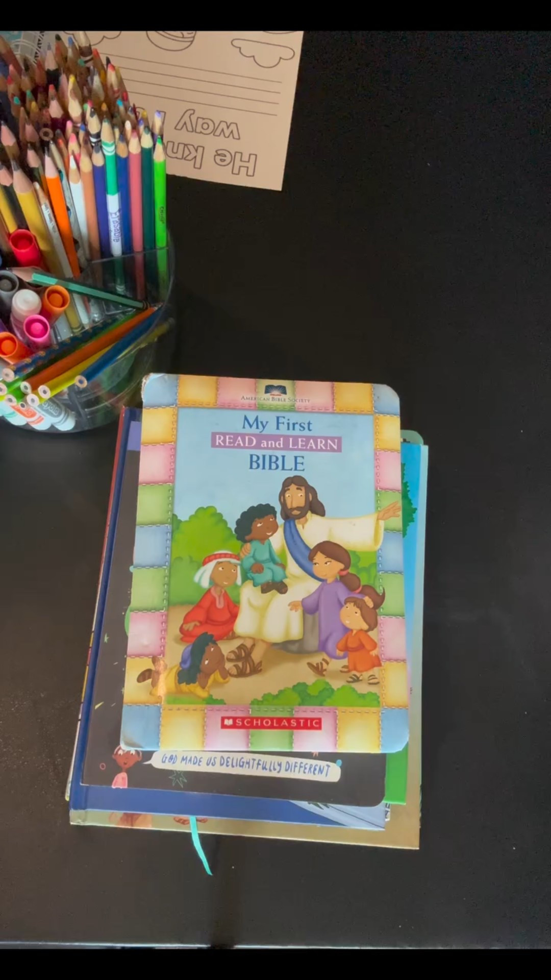 Book stack of the week: Christian picture and activity books we actually love. 📖✨ #FaithBooksForKids #christian #homeschool #faithbuilding #favoritepicturebooks #favoriteactivitybooks #firstgradehomeschool #trainupachild #Thegoodandbeautifulcurriculum #hookedonphonics
