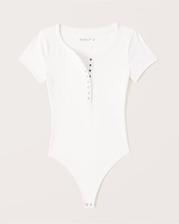 Women's Short-Sleeve Seamless Rib Henley Bodysuit | Women's Tops | Abercrombie.com | Abercrombie & Fitch (US)