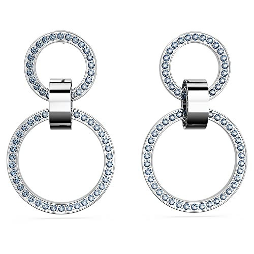 Swarovski Hollow Hoop Earrings, Blue Stones in a Rhodium Finished Setting, Part of the Swarovski Hollow Collection | Amazon (US)