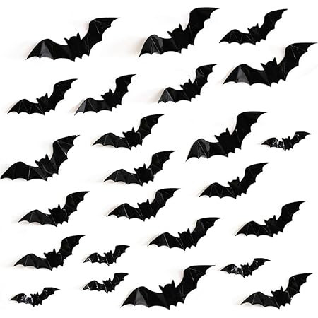 Halloween 3D Bats Decoration Plastic Bat Wall Stickers for Home Window Decor Party Supplies (60PC... | Amazon (US)