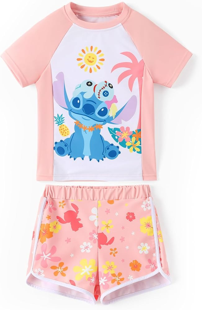 Disney Frozen Elsa Princess Girls Two Piece UPF 50+ Protection Quick-Dry Short Sleeve Swim Sets R... | Amazon (US)