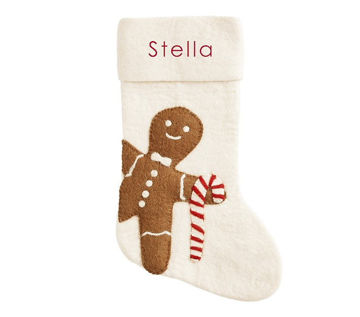 west elm x pbk Modern Gingerbread Felt Christmas Stocking | Pottery Barn Kids