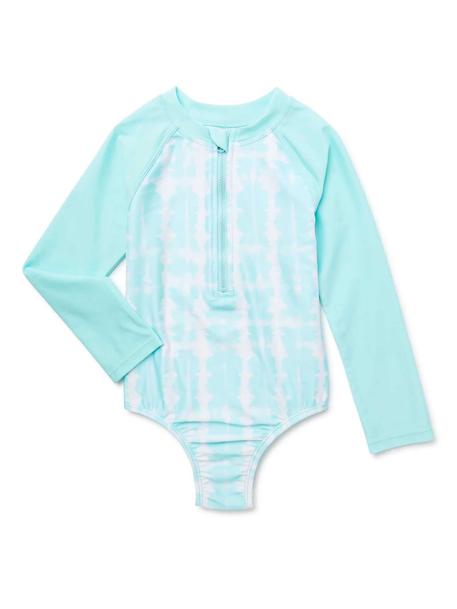 Wonder Nation Toddler Girl Long Sleeve Swim Rash Guard Set, Size 12M-5T | Walmart (US)