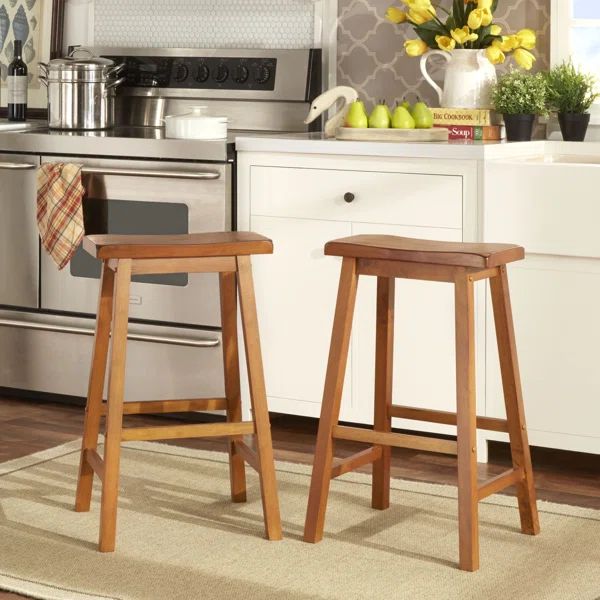 Sharman Solid Wood Counter & Bar Stool (Set of 2) | Wayfair North America