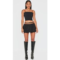 Black Woven Belted Puff Ball Skirt | PrettyLittleThing US