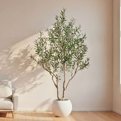 7FT Artificial Olive Tree with 16 Inch White Planter, Faux Olive Tree Realistic Leaves Lifelike F... | Target