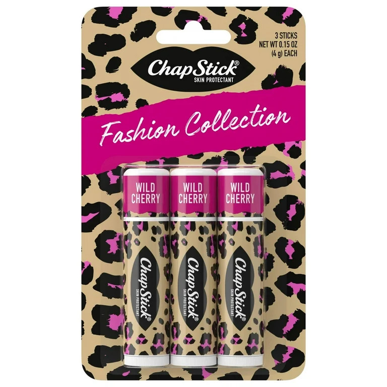 ChapStick Fashion Collection Leopard Lip Balm, Wild Cherry Flavored, 0.15 oz, 3 Pack | Walmart (US)