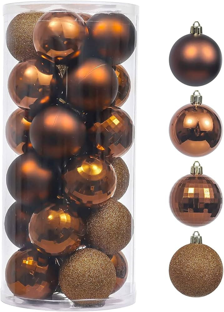 Valery Madelyn Christmas Tree Decorations Set, 24ct Bronze Copper Shatterproof Christmas Ball Orn... | Amazon (US)