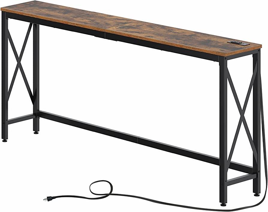 Rolanstar Console Table with 2 Outlets and 2 USB Ports, 70.8” Entryway Table with Metal Frame &... | Amazon (US)