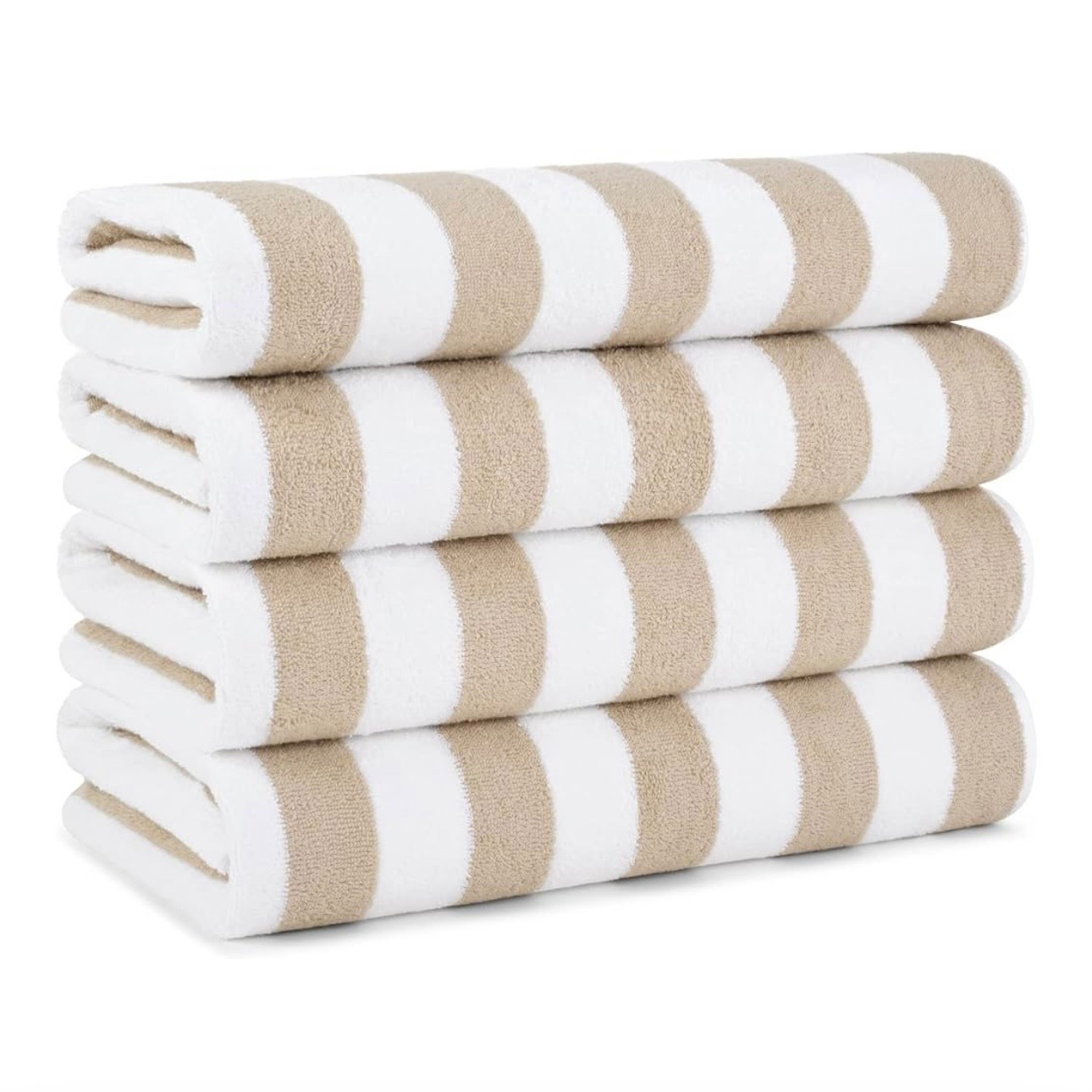 Arkwright California Cabana Stripe Beach Towel - Pack of 4, Large Soft Quick Dry Cotton Terry Towels Set for Pool, Swim, and Hot Tub, Oversized 30 x 70 in, Beige

#LTKHome