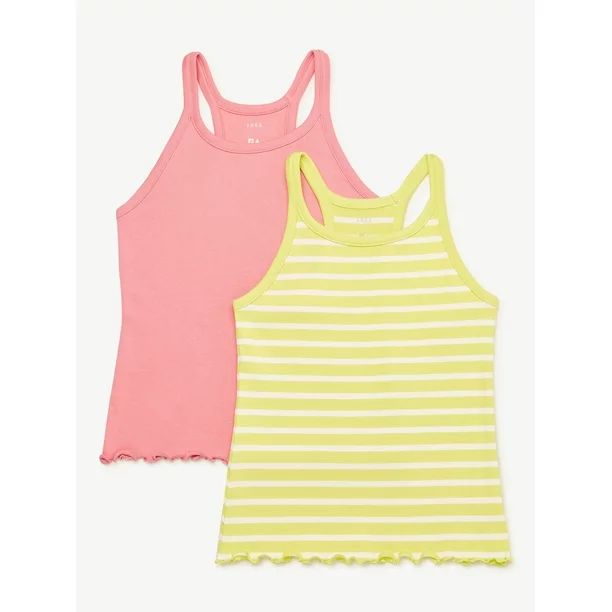 Free Assembly Girls Racerback Ribbed Tank Tops, 2-Pack, Sizes 4-18 & Plus - Walmart.com | Walmart (US)