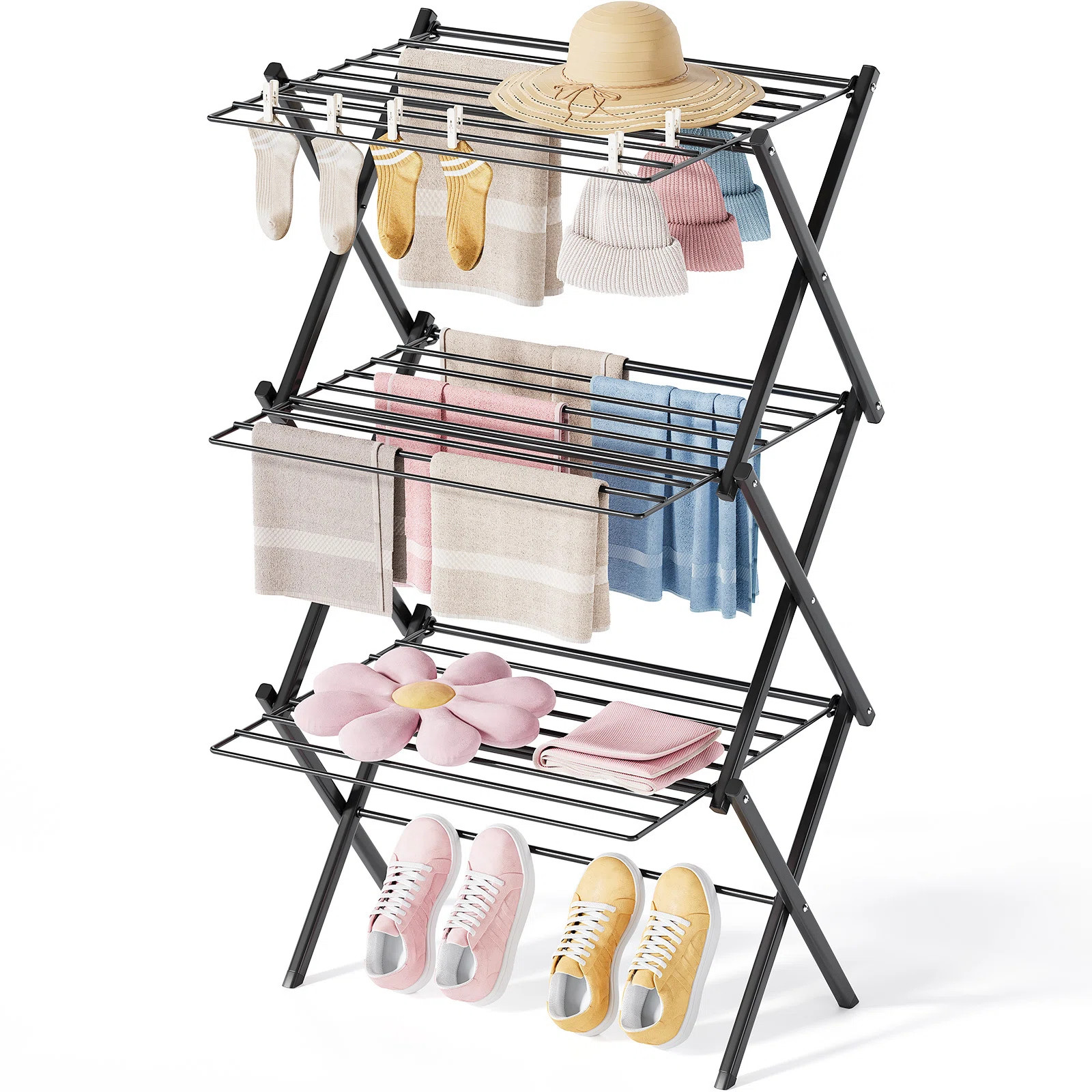 Metal Folding Clothes Drying Rack,Large Capacity Laundry Drying Rack,Drying Rack,Laundry Hanging ... | Wayfair North America