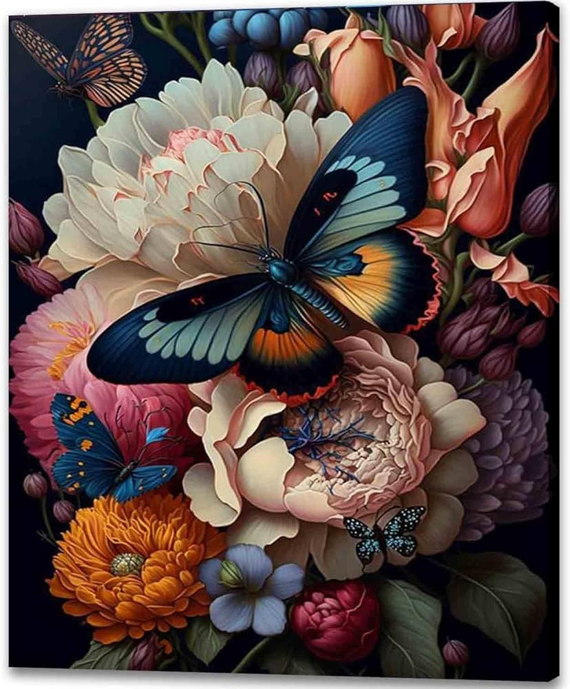 TOCARE Butterfly Paint by Numbers Kit for Adults Beginner, Adult Paint by Number Kits Flowers But... | Amazon (US)