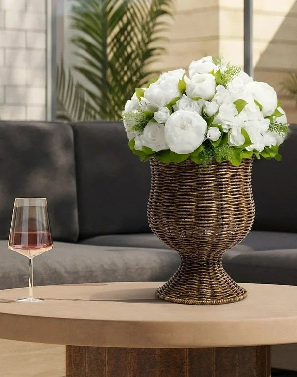 NANIL 8 Inch Brown Goblet Woven Resin Urn Planter Urn Shape Spring Easter Decorations, Planter Basket Woven Decorative Storage Basket and Planter for Easter Outdoor Decor Home Front Porch Decor

#LTKHome