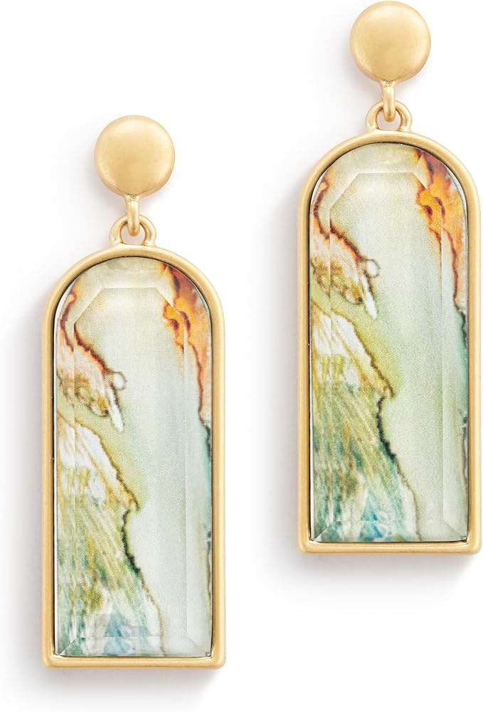 DEMDACO Lava Lamp Watercolor, Multicolor 1.5 Inch Metal/Glass Everyday Drop Fashion Earrings | Amazon (US)