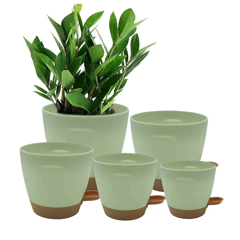 Behome Set of 5 Plant Pots, 5/5.5/6/6.5/7 Inch Flower Pot Indoor Self Watering Planters with Drai... | Walmart (US)