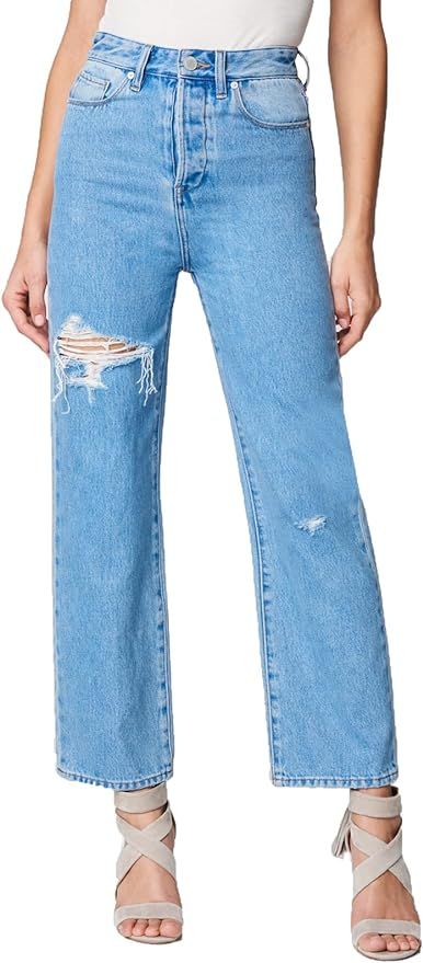 [BLANKNYC] Womens Five Pocket Ribcage Straight Leg Jean with Rips, Comfortable Pants & Designer C... | Amazon (US)
