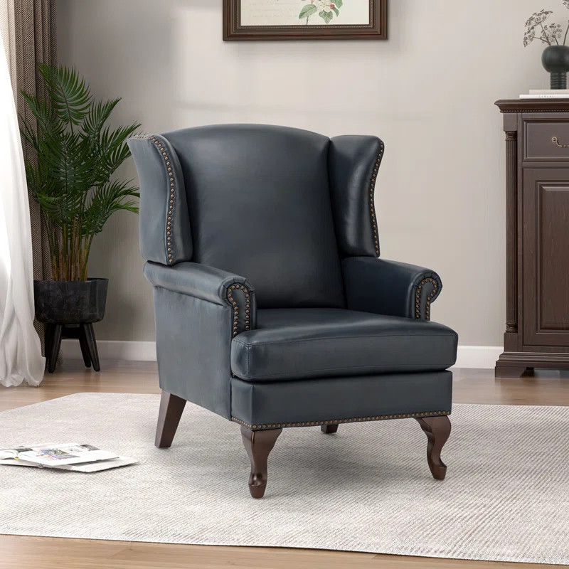 Anapatricia Genuine Leather Wing Back Armchair | Wayfair North America