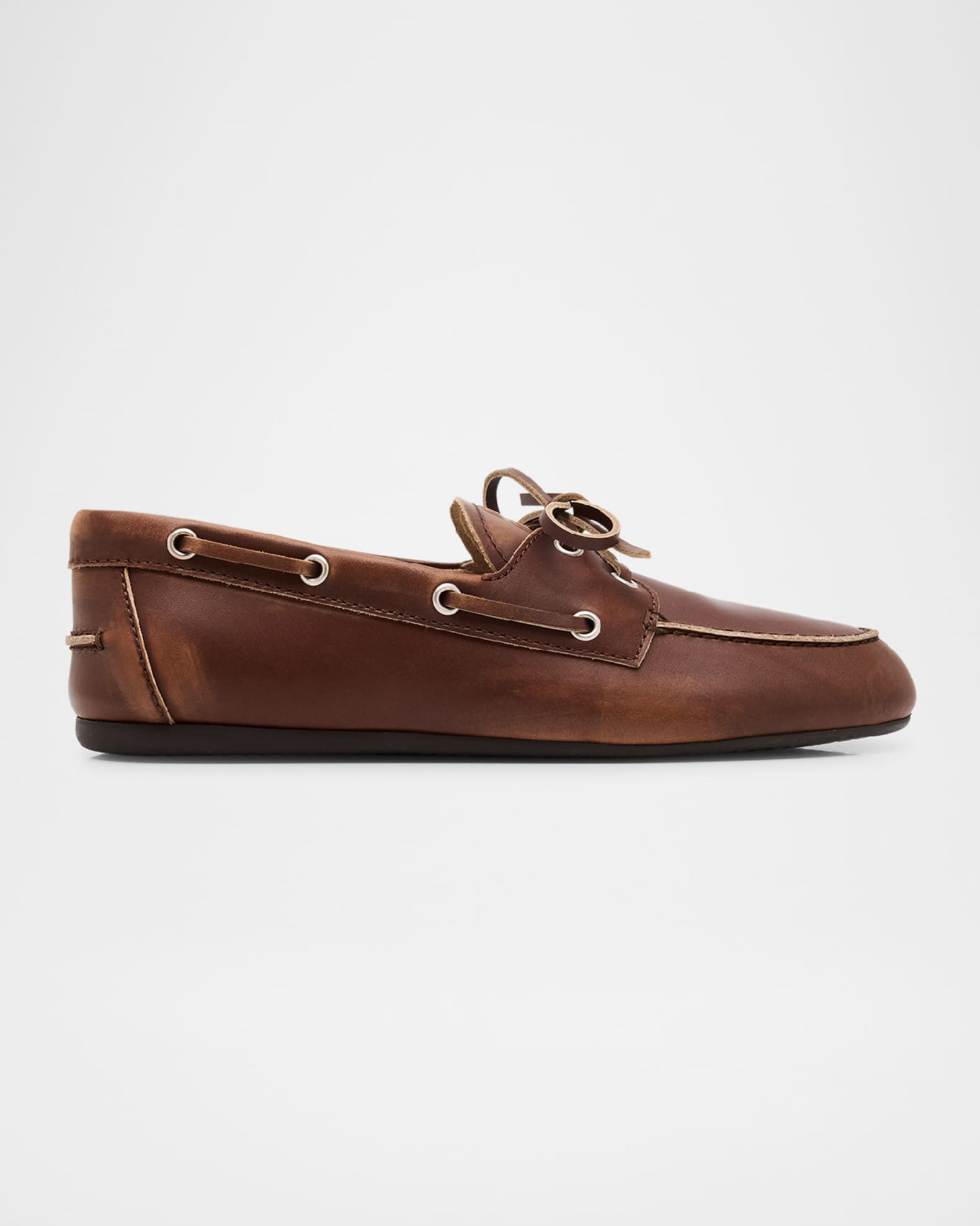 Miu Miu Leather Lace-Up Moccasins | Neiman Marcus