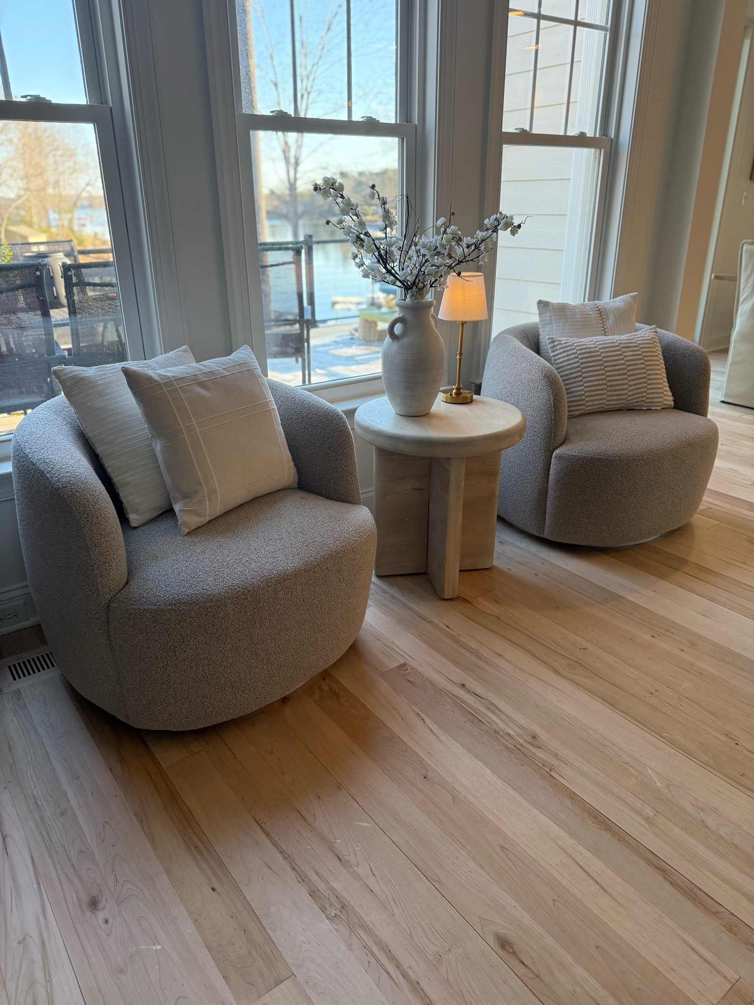 New cozy corner 
Boy is chairs 
Swivel chair 
End table 
Cordless lamp

#LTKsalealert #LTKU #LTKhome