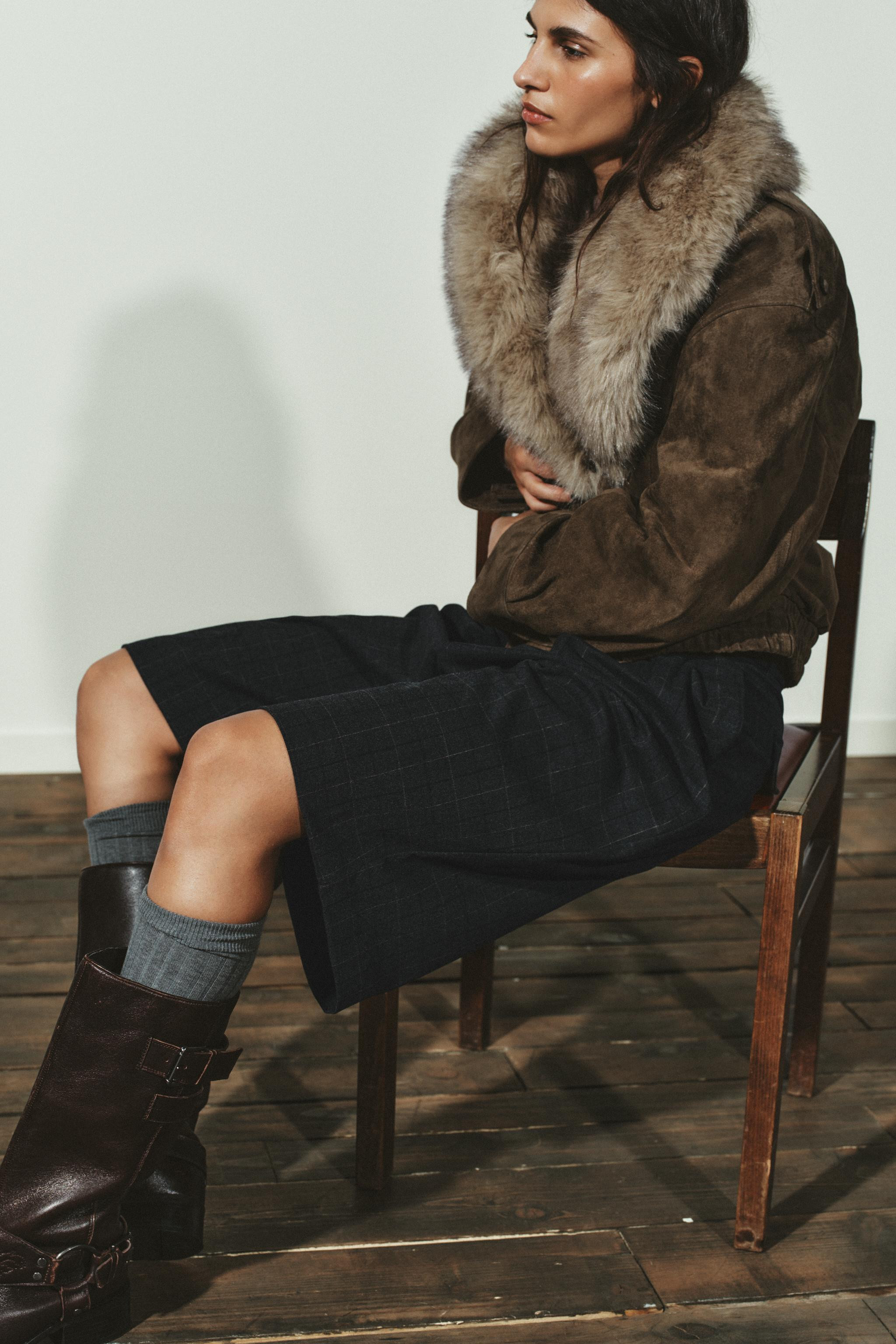 100% SUEDE LEATHER JACKET WITH FUR | Zara US