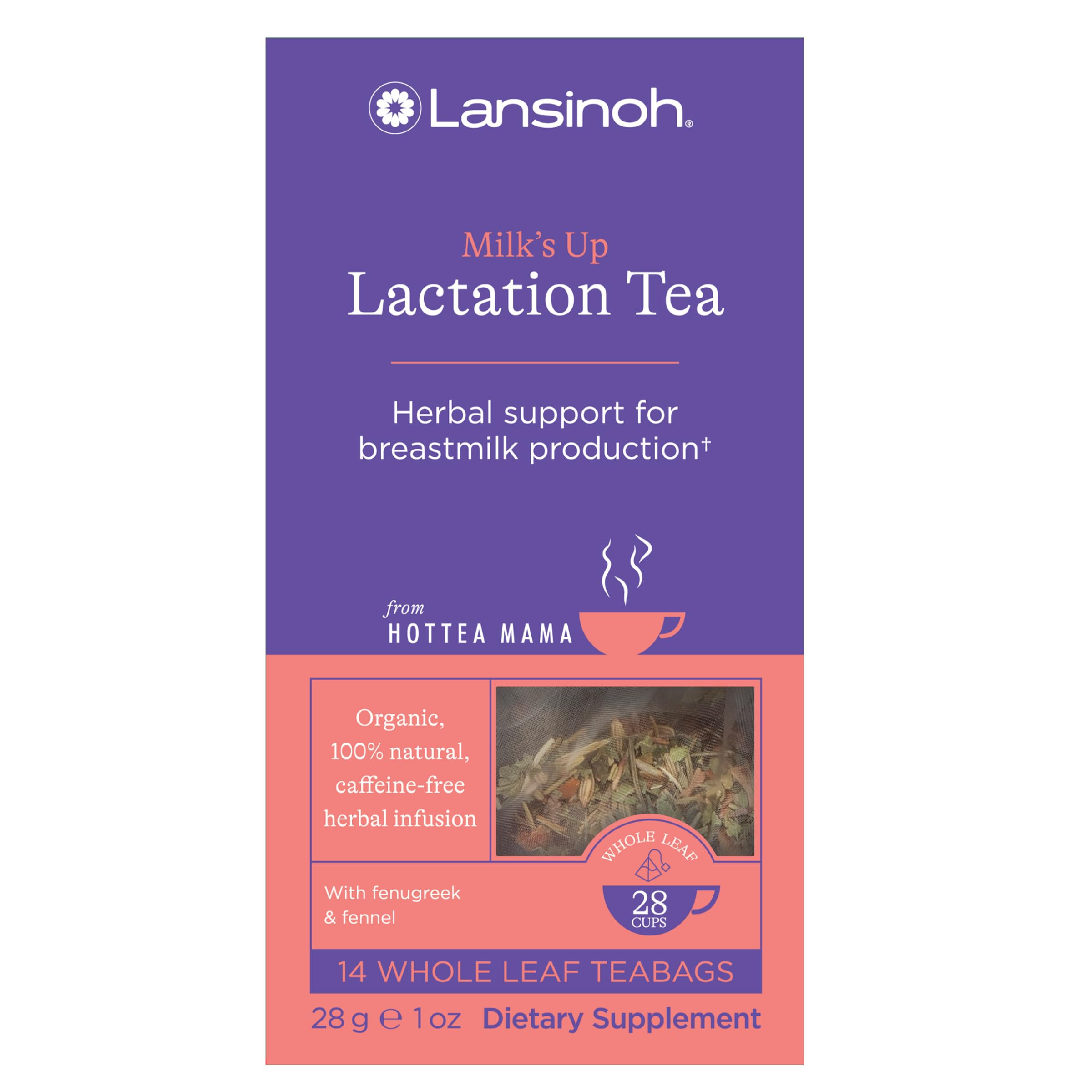 Lansinoh + HotTea Mama Milk's Up, Breastfeeding and Lactation Support Tea, Fenugreek, Fennel, Ani... | Amazon (US)