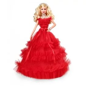 Barbie 2019 Holiday Doll, Blonde Curls with Red & White Gown | Walmart (US)