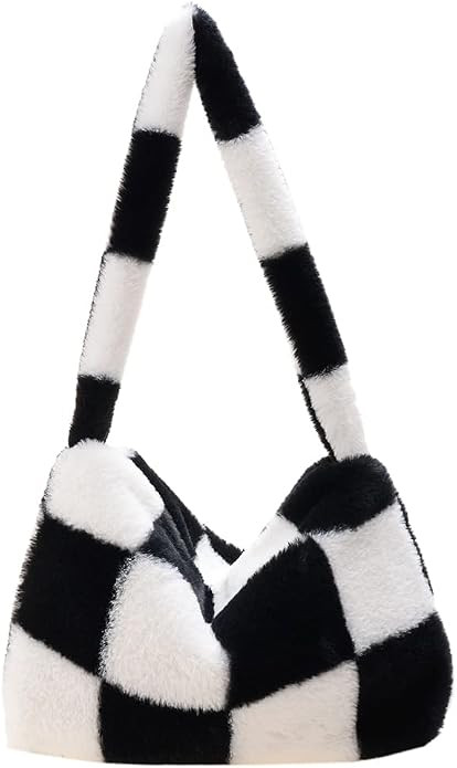 Plush Underarm Bag, YFGBCX Ladies Fluffy Shoulder Bag, Women Y2K Furry Purse Fluffy Tote Bag for ... | Amazon (US)