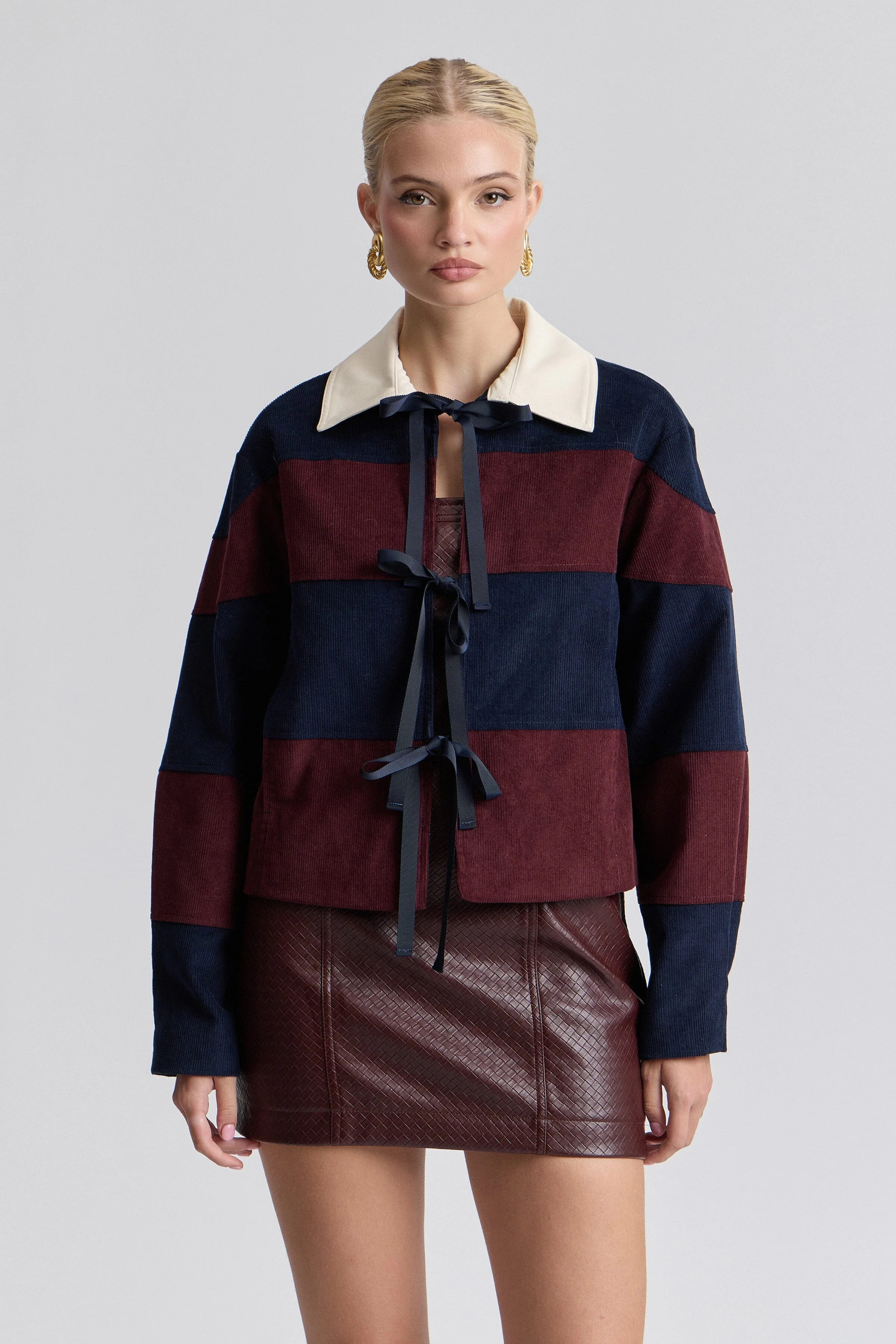 Corduroy Rugby Stripe Tie-Front Jacket | Avec Les Filles