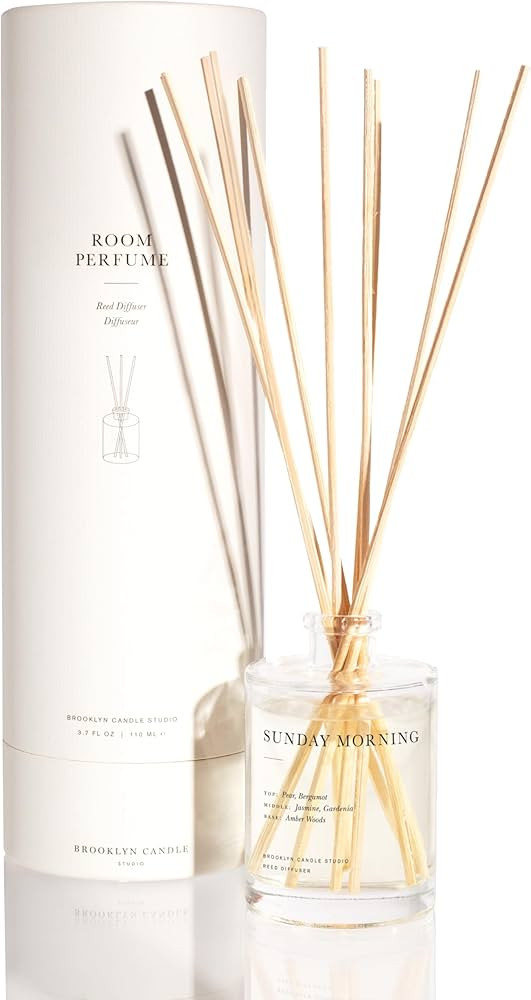 Brooklyn Candle Studio Reed Scent Diffuser - Sunday Morning - Relaxing Oil Diffuser, Pear, Jasmin... | Amazon (US)