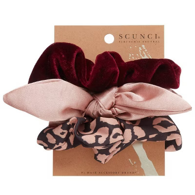 scunci Scrunchies - Leopard print/Solid Wine/Solid Nude - 3pk | Target