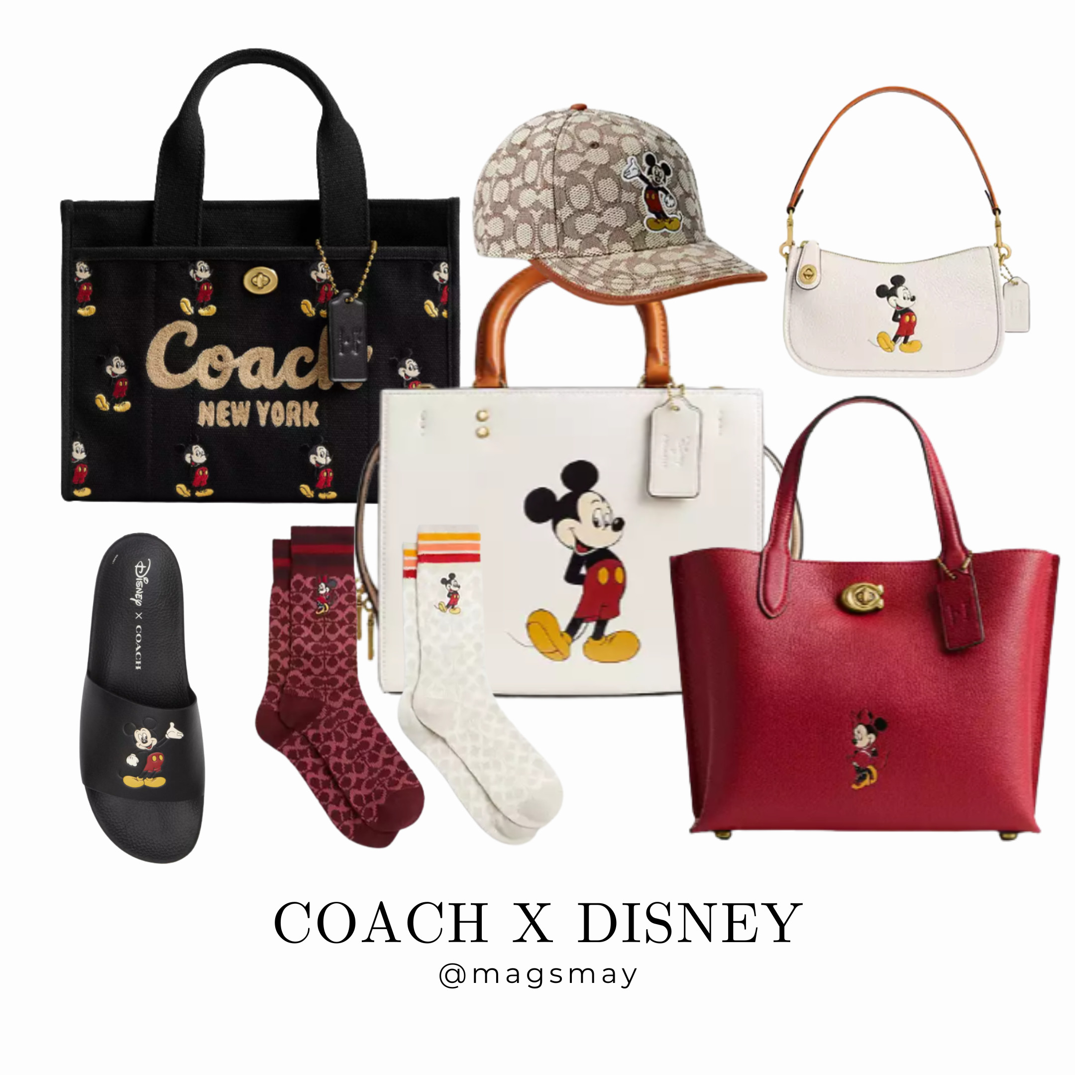 Coach Disney collab, Mickey Coach purse, Mickey Coach hat, Mickey Coach socks, Disney purse, Disney socks, Disney hat, Disney sandles 

 #LTKGiftGuide #LTKStyleTip