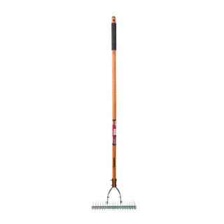 54 in. L Wood Handle Thatch Rake With Grip | The Home Depot