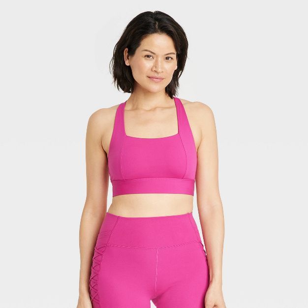Women's Medium Support Square Neck Crossback Sports Bra - All in Motion™ | Target