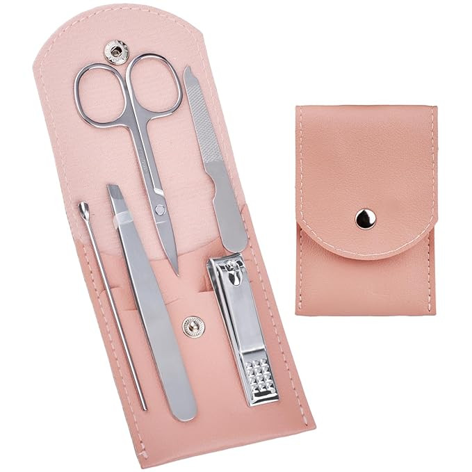 Travel Manicure Set Professional Nail Clipper Kit-5 Pieces Stainless Steel Manicure Kit, Women Me... | Amazon (US)