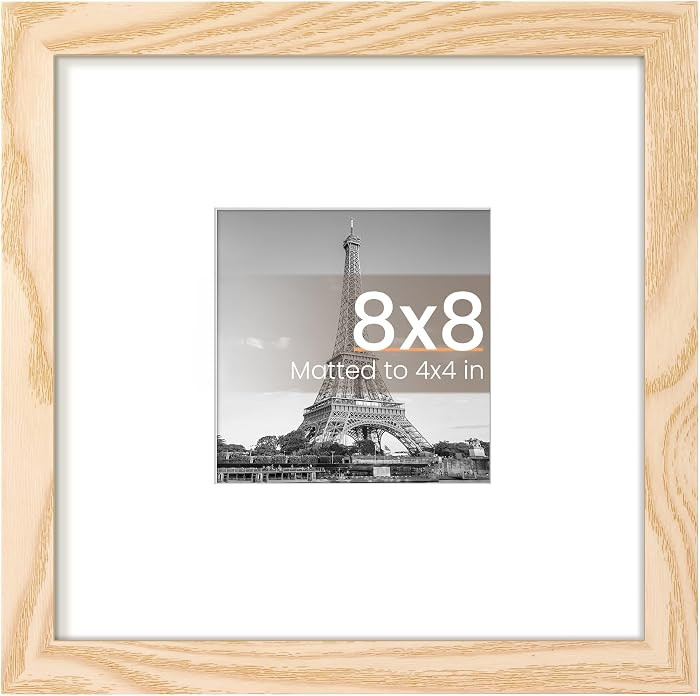 upsimples 8x8 Picture Frame, Display Pictures 4x4 with Mat or 8 x 8 Without, Wall Hanging Photo F... | Amazon (US)