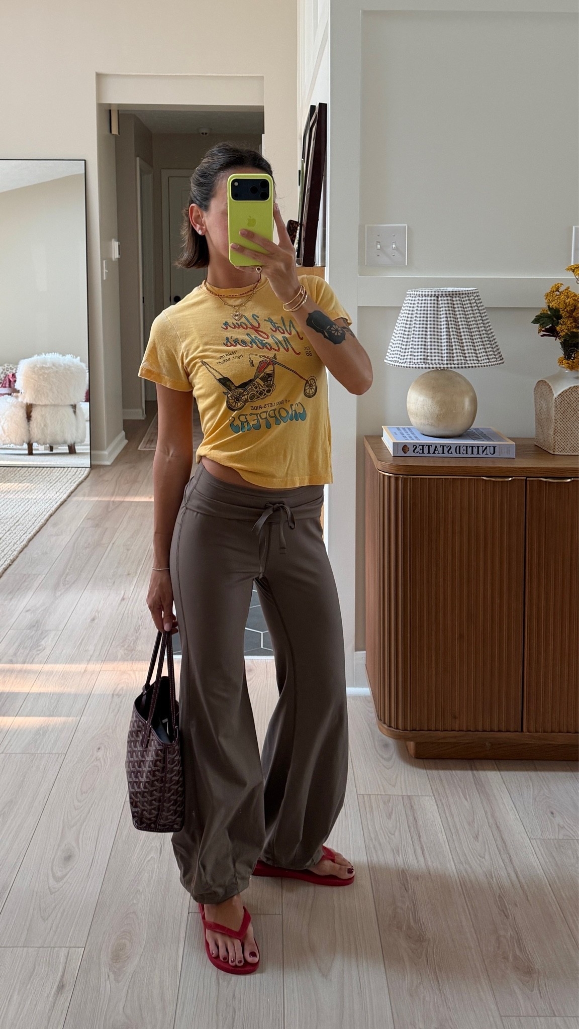 To pilates! So happy these bottoms come in short now. Wearing XS short and small tee!