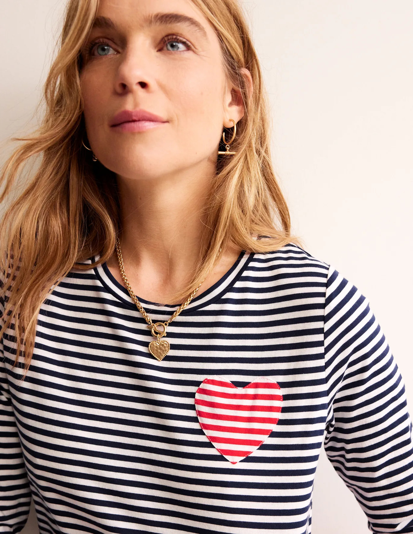 Heart Stripe Crew Neck Top | Boden (US)