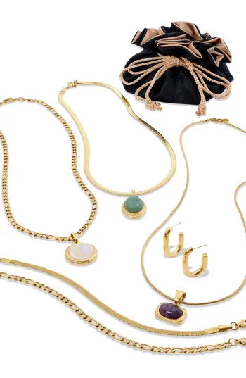 SAVVY CIE JEWELS 9-Piece Jewelry Gift Set in Yellow Gold at Nordstrom Rack | Nordstrom Rack