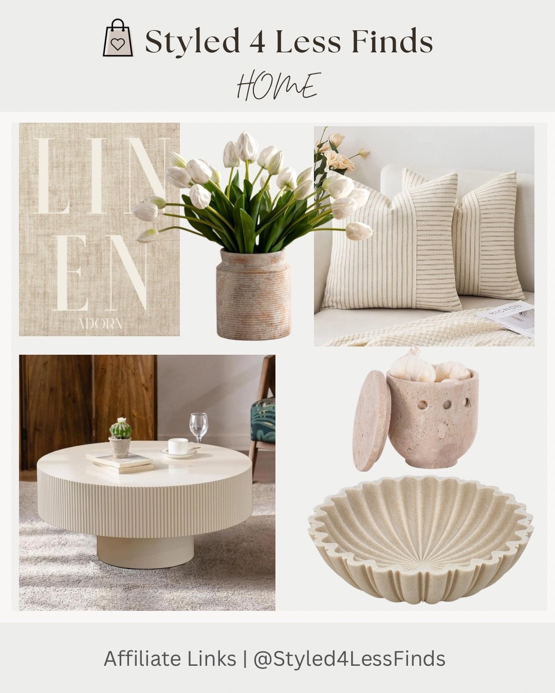 Neutral, textured, and effortlessly chic.
These home finds are giving calm, cozy, and elevated all at once. From the fluted coffee table to the soft striped pillows and sculptural accents — it’s all about layering warm neutrals and interesting textures to make a space feel styled but still livable.

Style Tip:
When decorating with neutrals, mix different textures (linen, ribbed wood, stone, ceramics) to keep the space from feeling flat. Texture is what makes a neutral room feel high-end and curated.

#LTKstyletip #LTKcanada #LTKhome