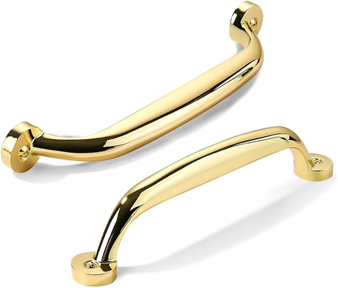 2 Pack 6 inch Hole Center Polished Brass Cabinet Pulls - Heavy Duty Solid Drawer Hardware Handles... | Amazon (US)