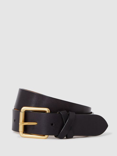 Reiss Black Annie Leather Buckle Belt | Reiss US